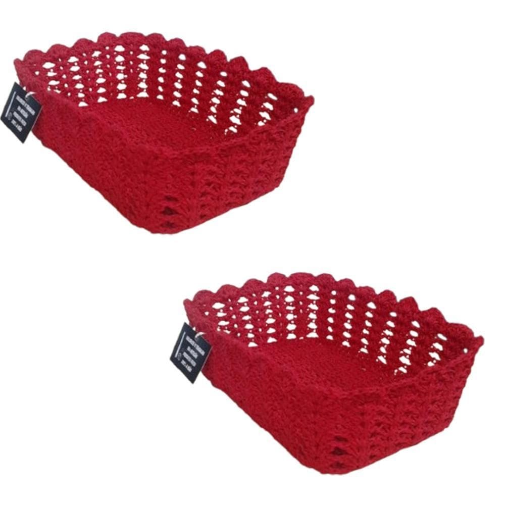 Kit 2 Cestos Organizador De Croche Retangular 26 X 18Cm