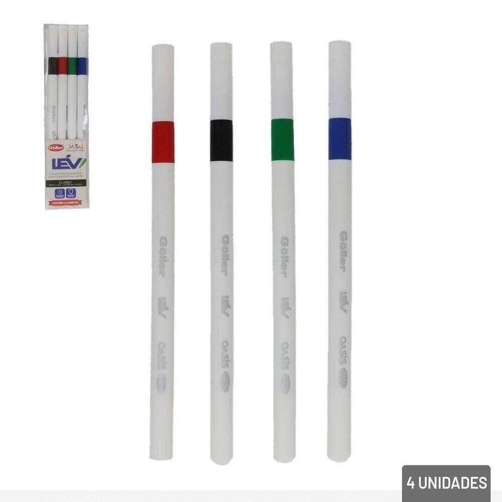 Caneta Hidrográfica 4 Cores 0.4mm Lév Classic - Tudo em Caixa