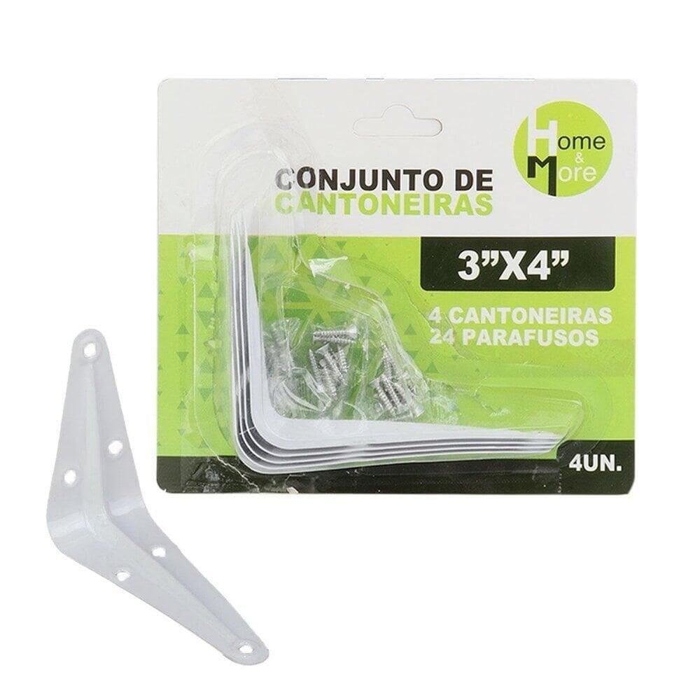 Cantoneira de Ferro 7,5x10cm 4 Peças Branco - Tudo em Caixa