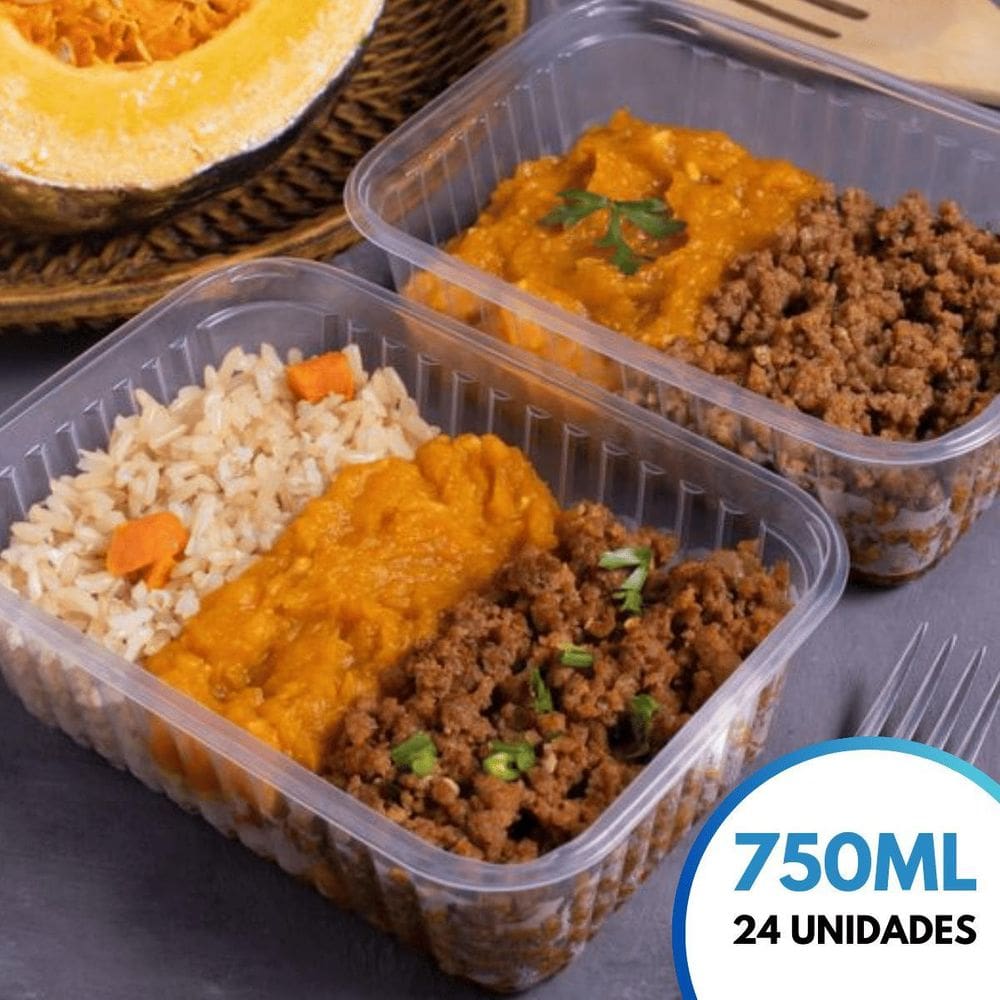 Kit 24 Unid. Pote Plastico Descartável 750 Ml Microondas