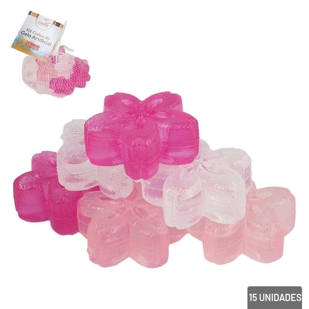 Cubo de Gelo Artificial 15 Peças Flores Coloridas - Tudo em Caixa