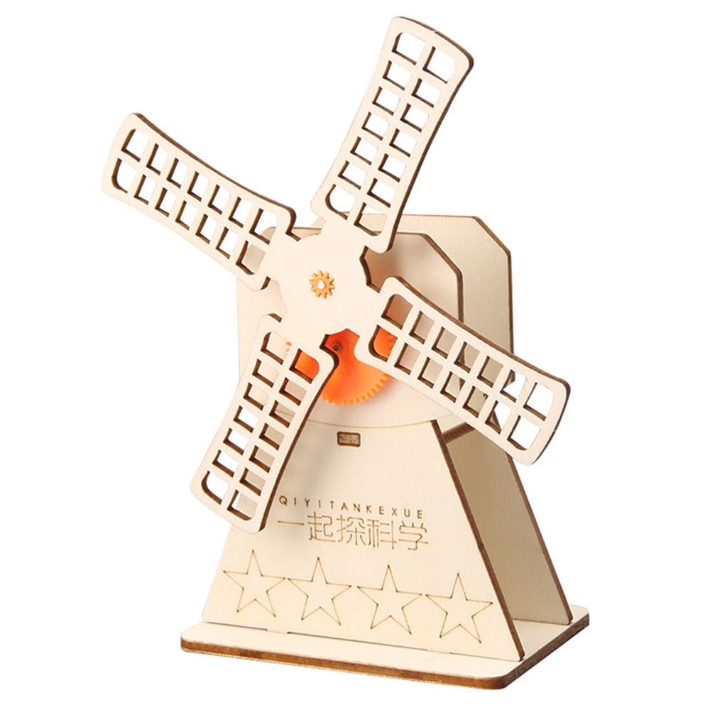 Kit de moinho de vento com manivela de madeira STEM Science Experiments DIY