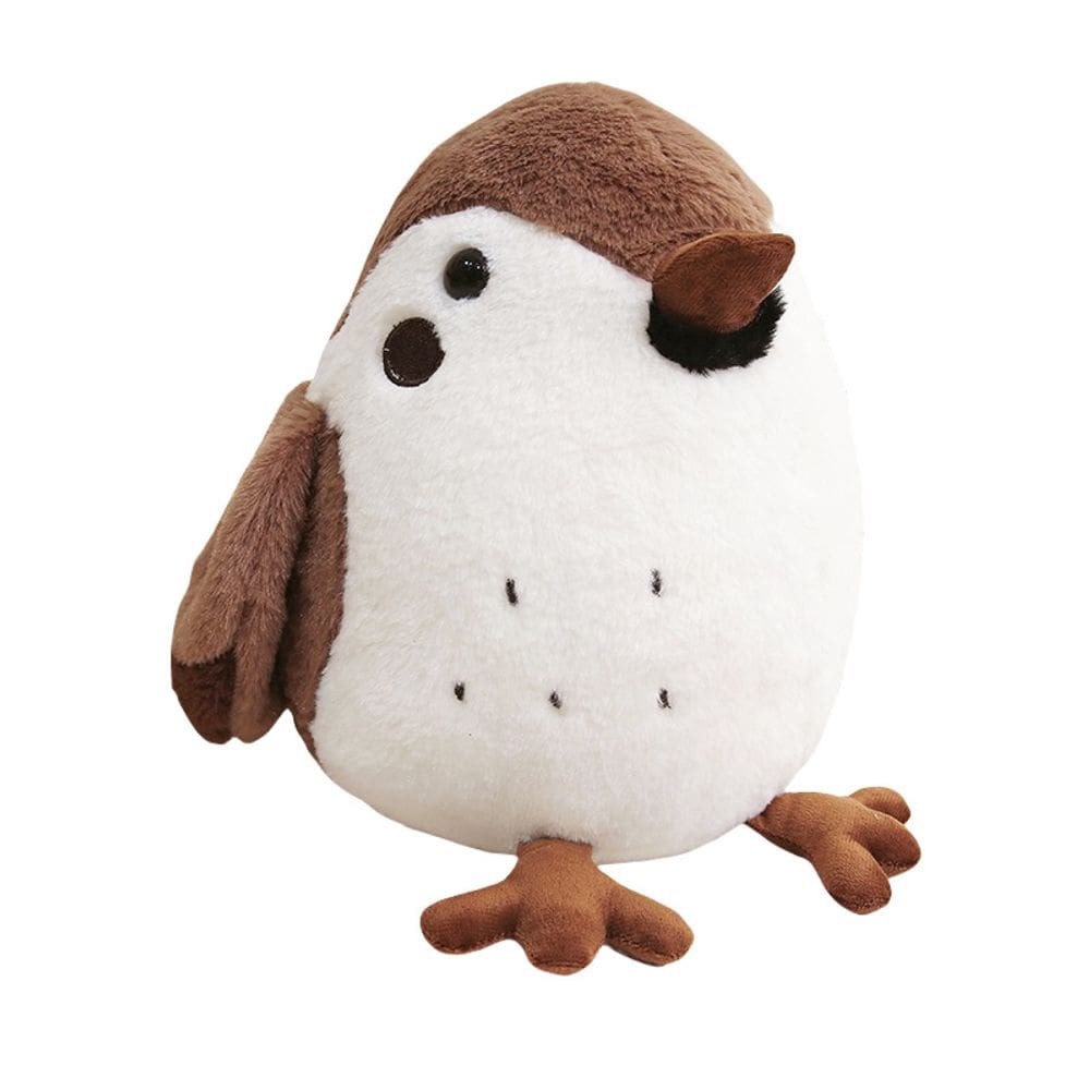 Brinquedo de pelúcia macio Sparrow Doll, desenho animado, marrom e branco