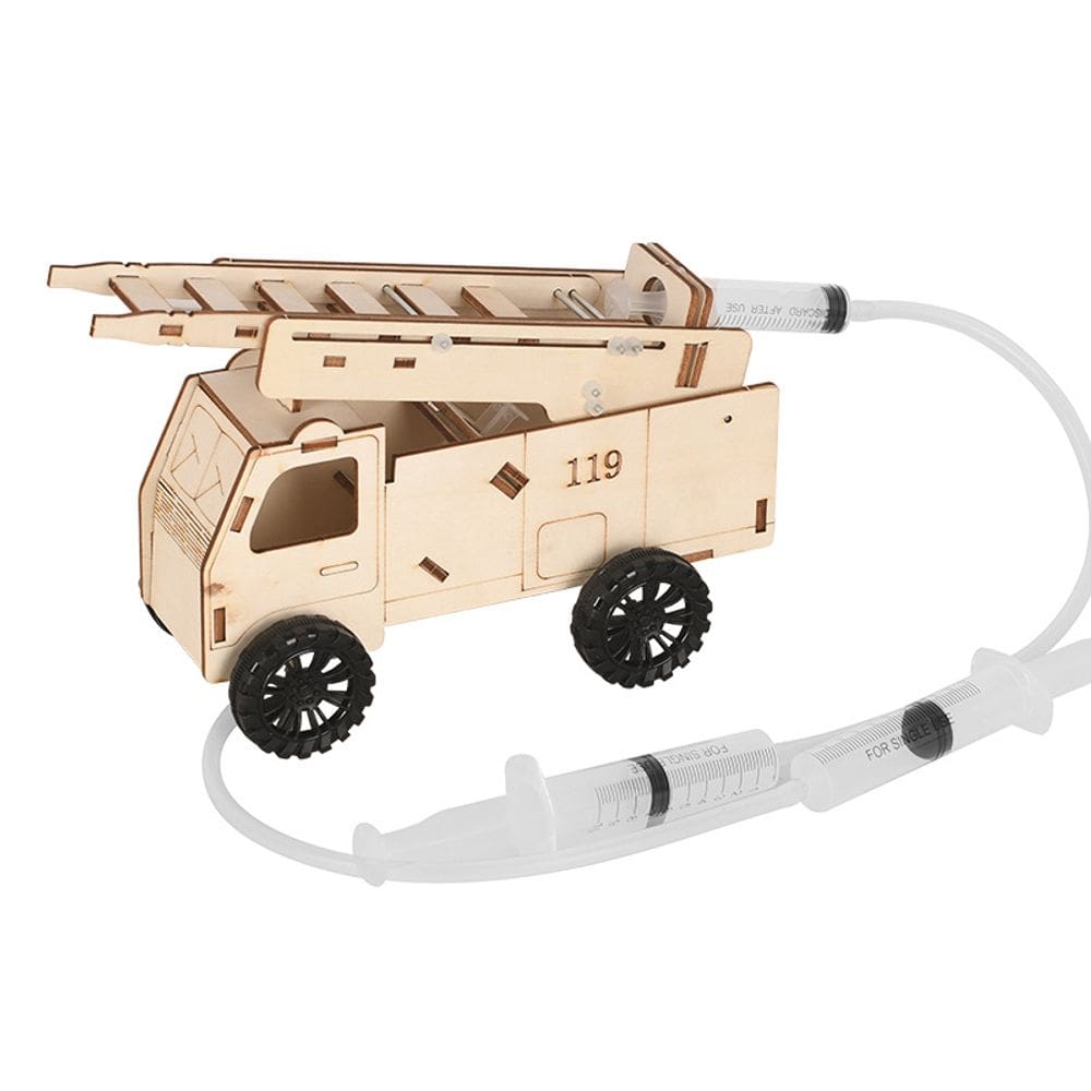 Caminhão de bombeiros hidráulico de madeira Science Kit para crianças de 8 a 12 anos