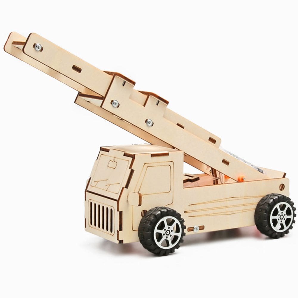 Kit científico: caminhão de bombeiros DIY de madeira para crianças com mais de 8 anos