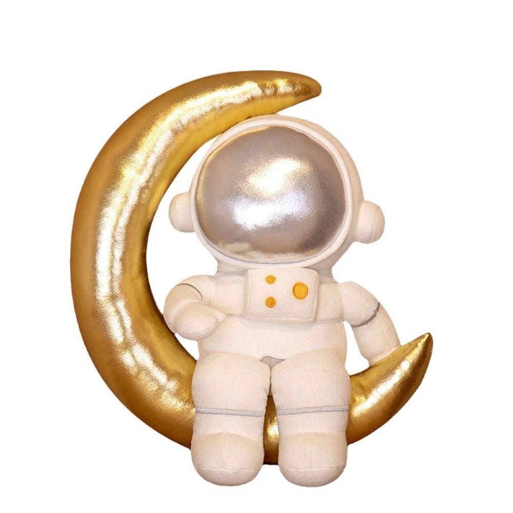 Boneca de brinquedo de pelúcia Astronaut Soft 35 cm com lua dourada para crianças