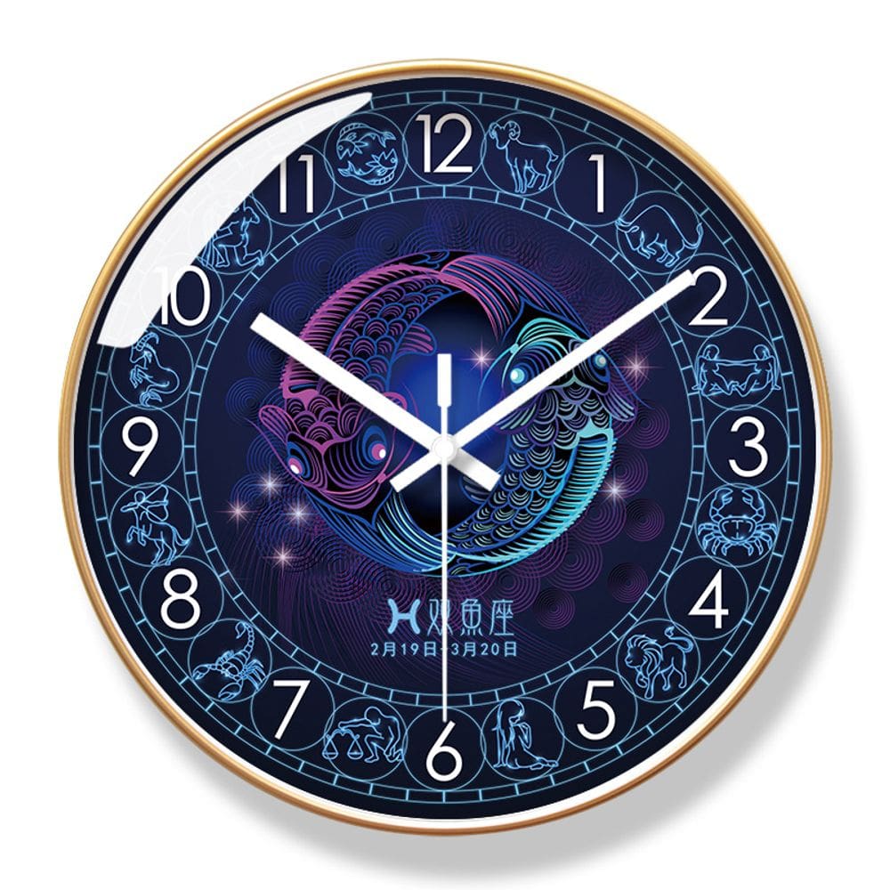 Relógio de parede Creative Pisces Zodiac Silent 30 cm de plástico