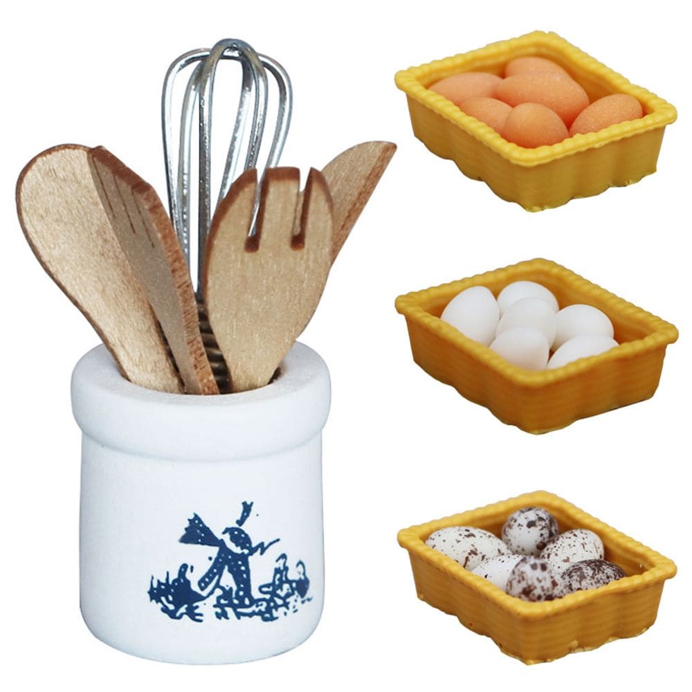 Conjunto de cozinha Dollhouse em miniatura Frasco de madeira em escala 1:12
