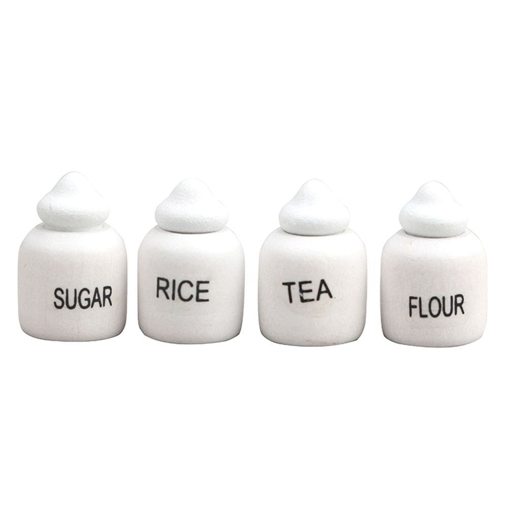 Conjunto de potes de casa de bonecas em miniatura para armazenamento de cozinha em madeira, escala 1:12