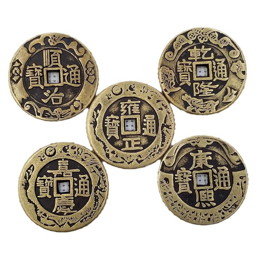 Conjunto de moedas Vintage Five Emperor Comemorative 3,2 cm Antique S