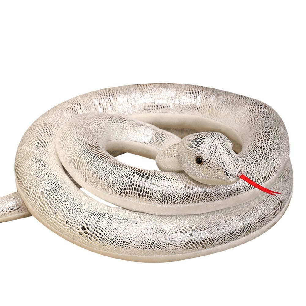 Boneca de pelúcia White Snake 200 cm, réptil de desenho animado macio