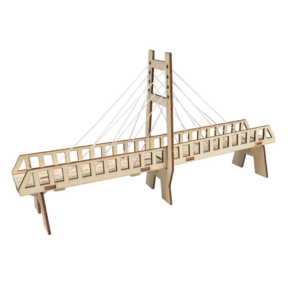 Kit científico de ponte estaiada DIY de madeira para crianças 15x12x1cm