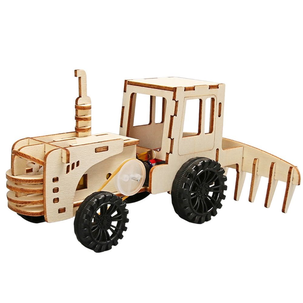 Kit científico: trator agrícola de madeira DIY STEM para crianças de 8 a 12 anos