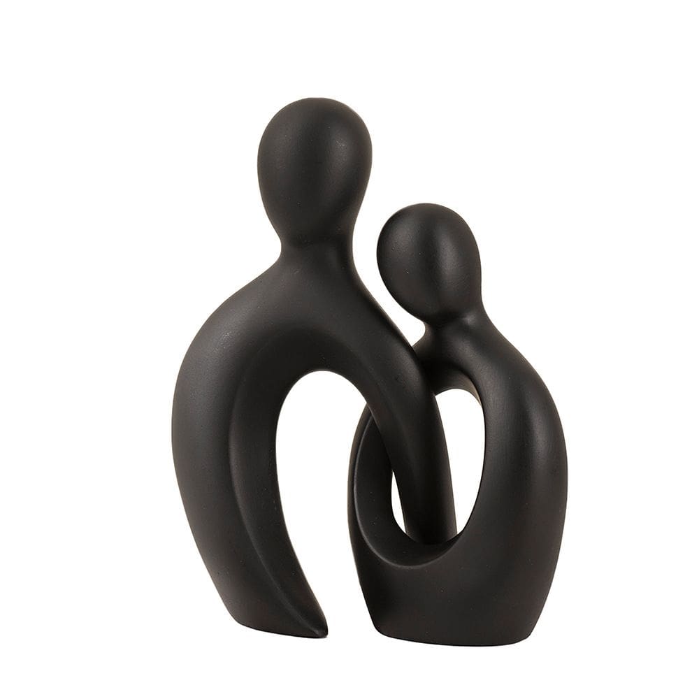 Escultura Abstrata Couple Embrace Resin Modern Black 16,5 cm