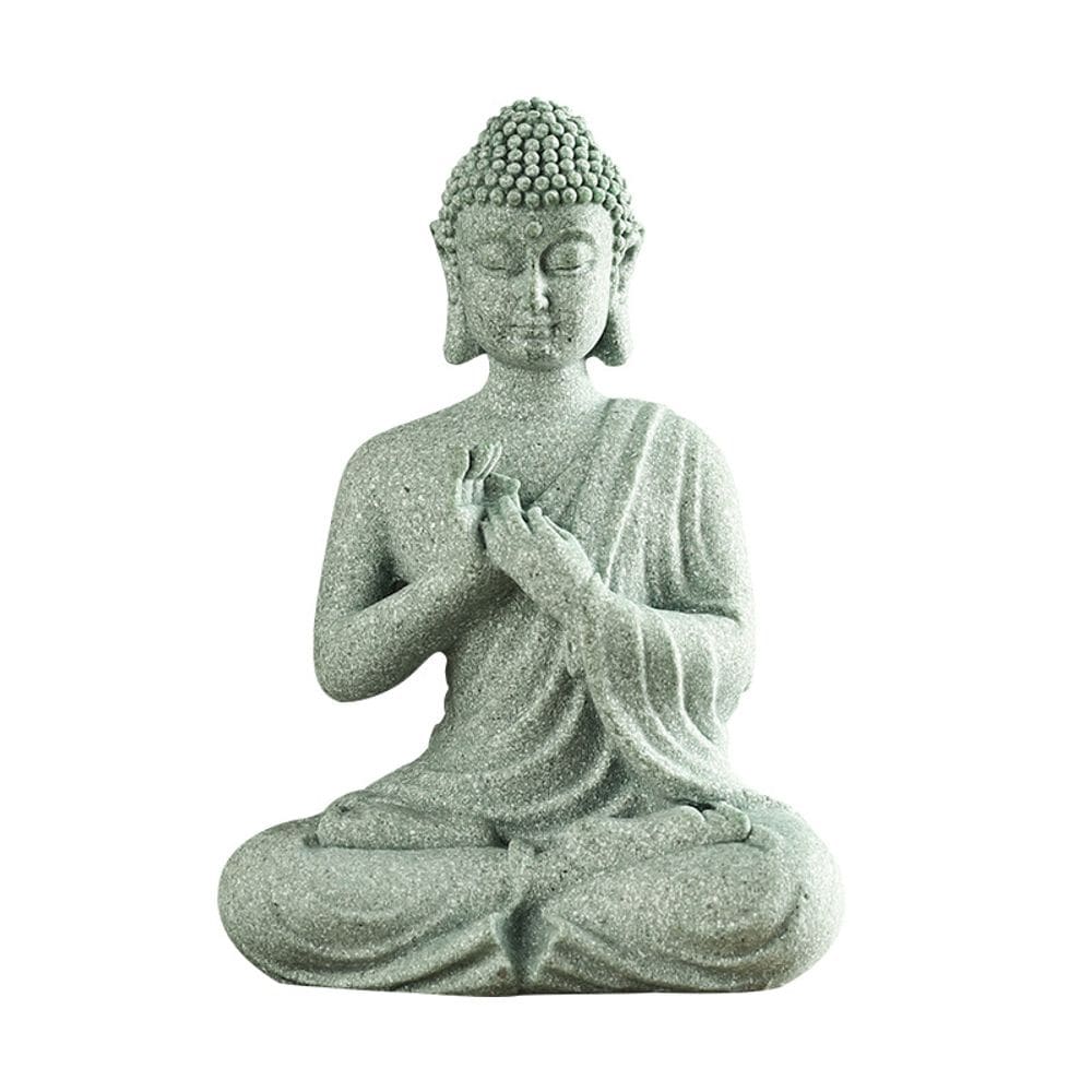 Escultura em arenito verde, figura de Buda, resina de 7,5 cm para casa