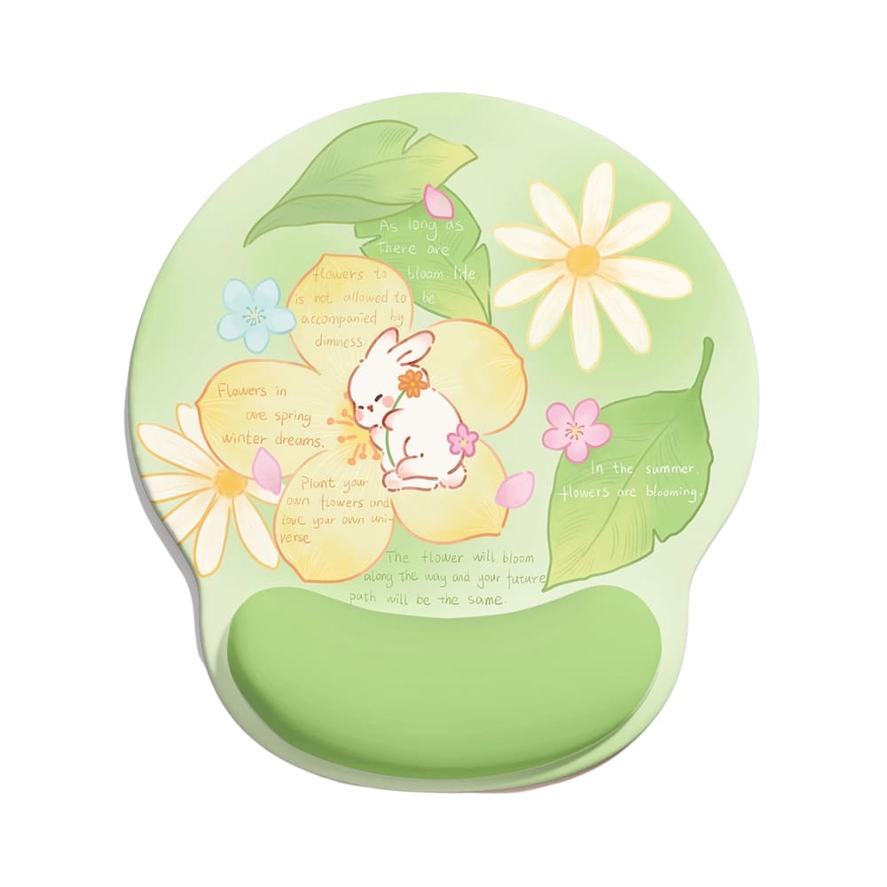 Mouse pad de suporte de pulso Cute Rabbit & Floral Design