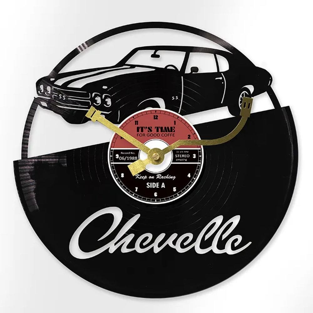 Relógio de parede Vintage Vinyl Disc Classic Car Design 30x30cm