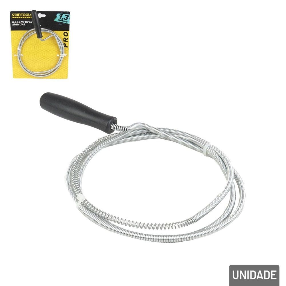 Desentupidor de Cano Manual Cabo de Aço 1,63m - Tudo em Caixa