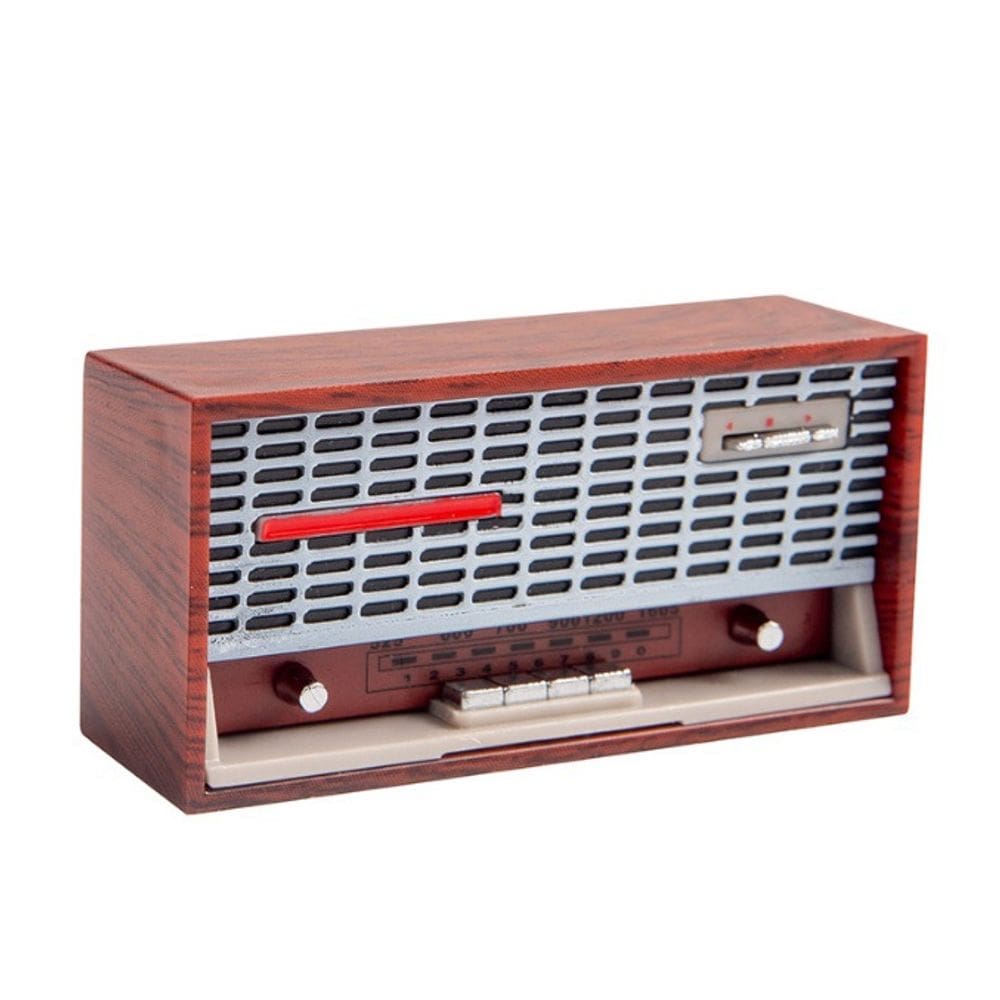 Rádio de estilo retrô de madeira Dollhouse Furniture em escala 1:12