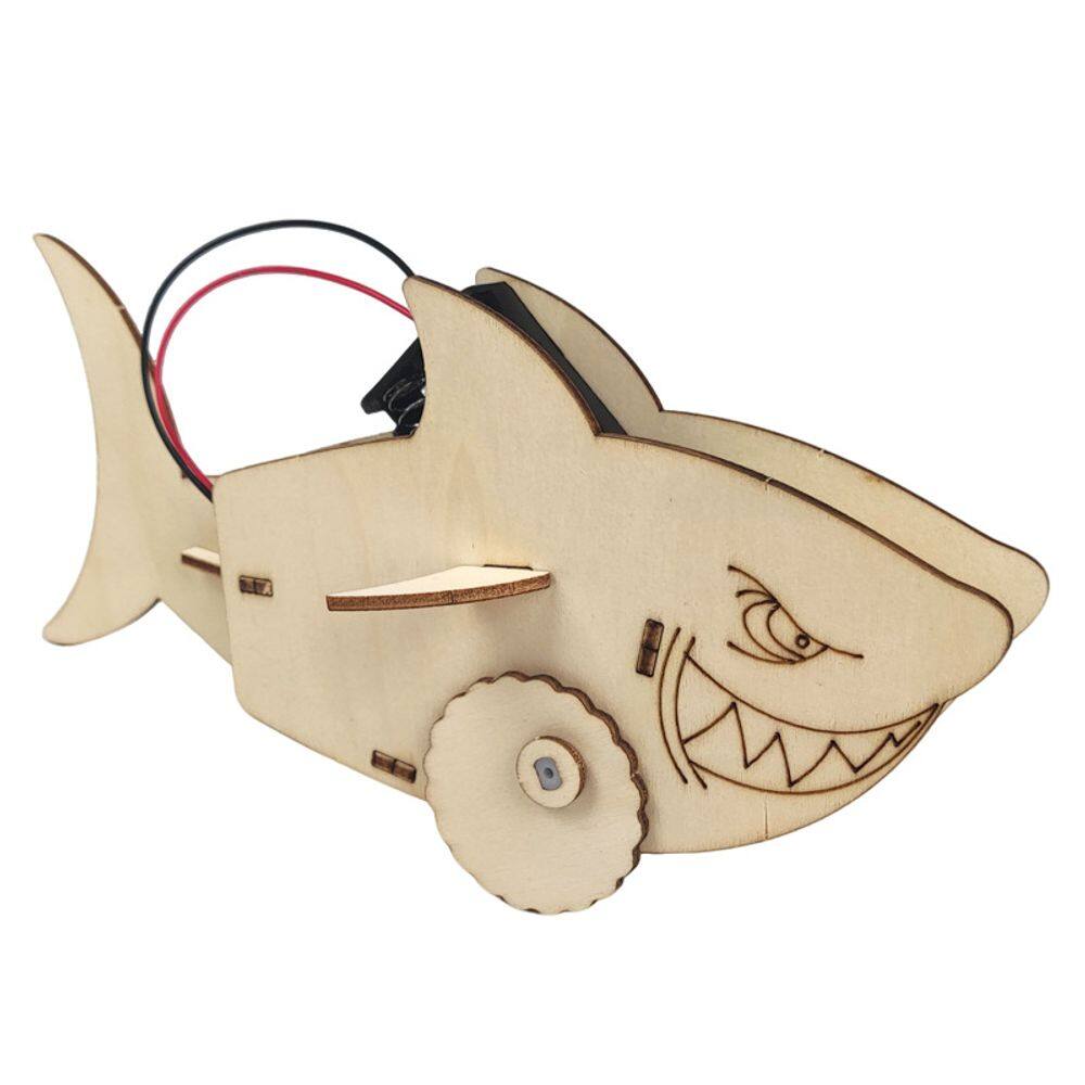 Kit de experimentos científicos Wooden Mechanical Shark Car Kids