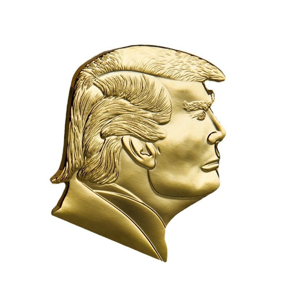 Moeda comemorativa Donald Trump 3D, escultura de cabeça banhada a ouro