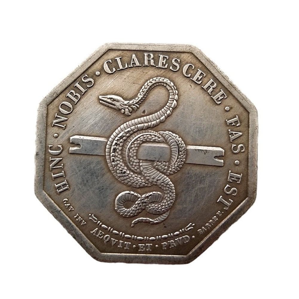 Moeda de cobre octogonal de cobra de estilo antigo 20g 3,4 cm