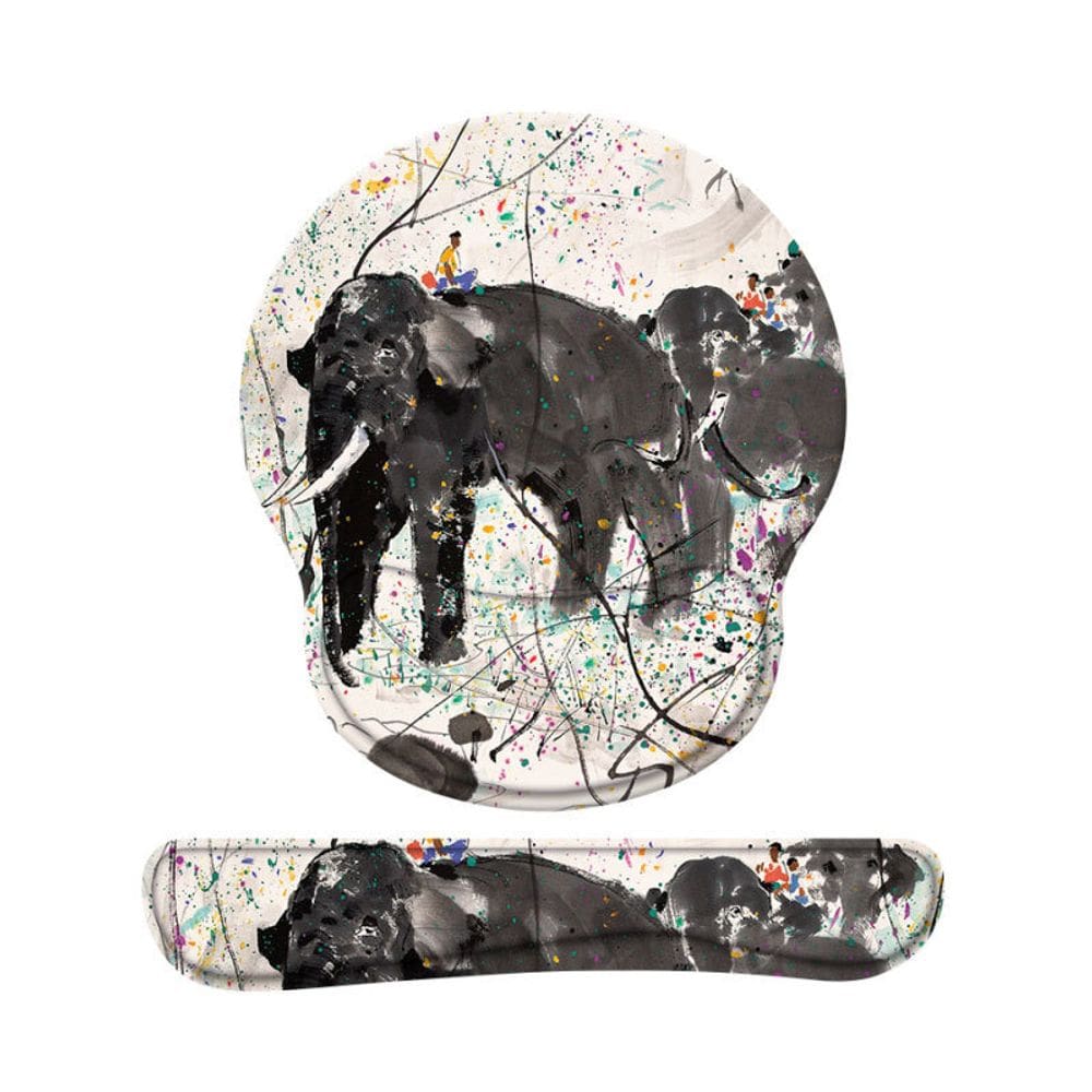 Mouse pad com suporte de pulso Elephant Artistic Design