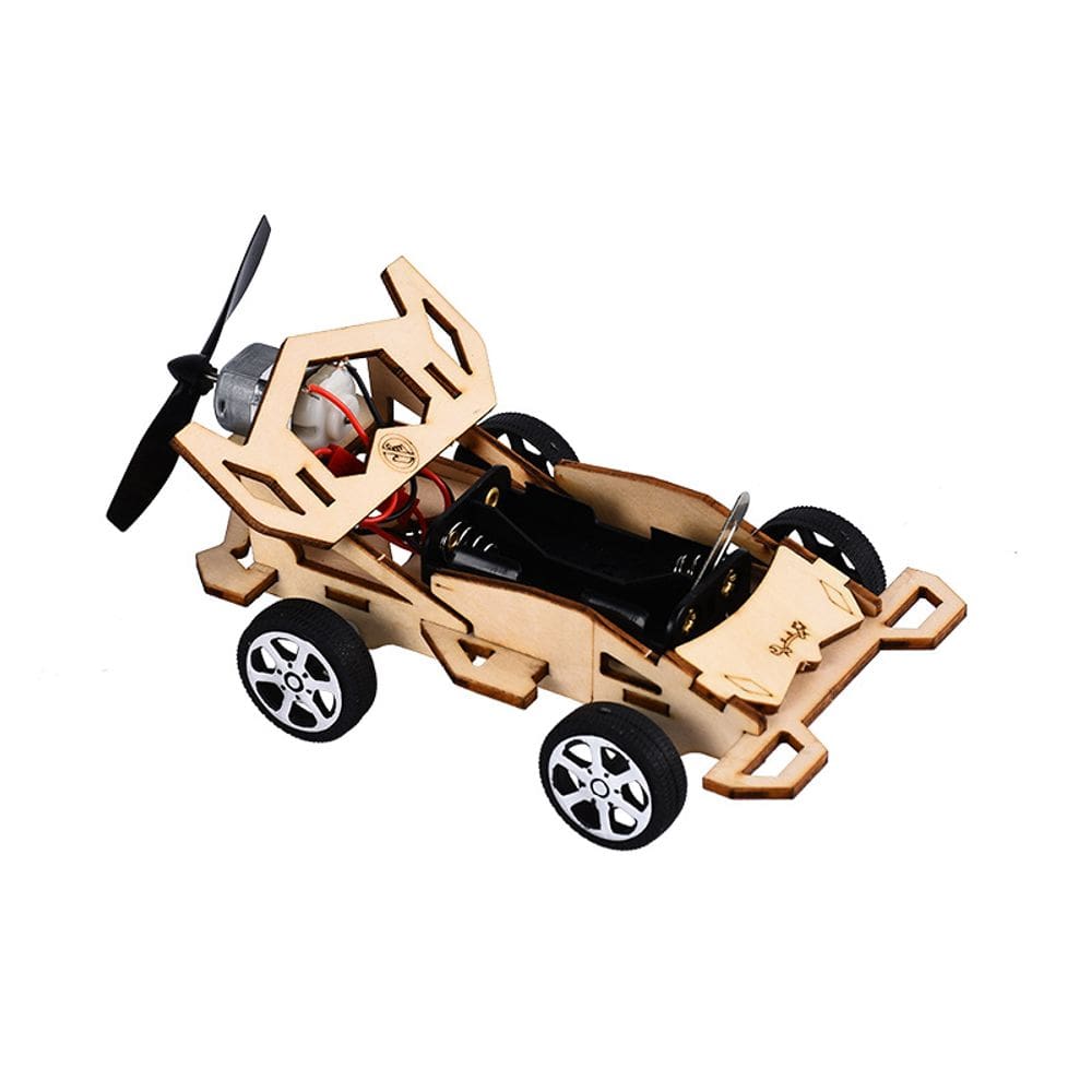 Kit de experimentos científicos para carros de corrida de madeira movidos a vento para crianças