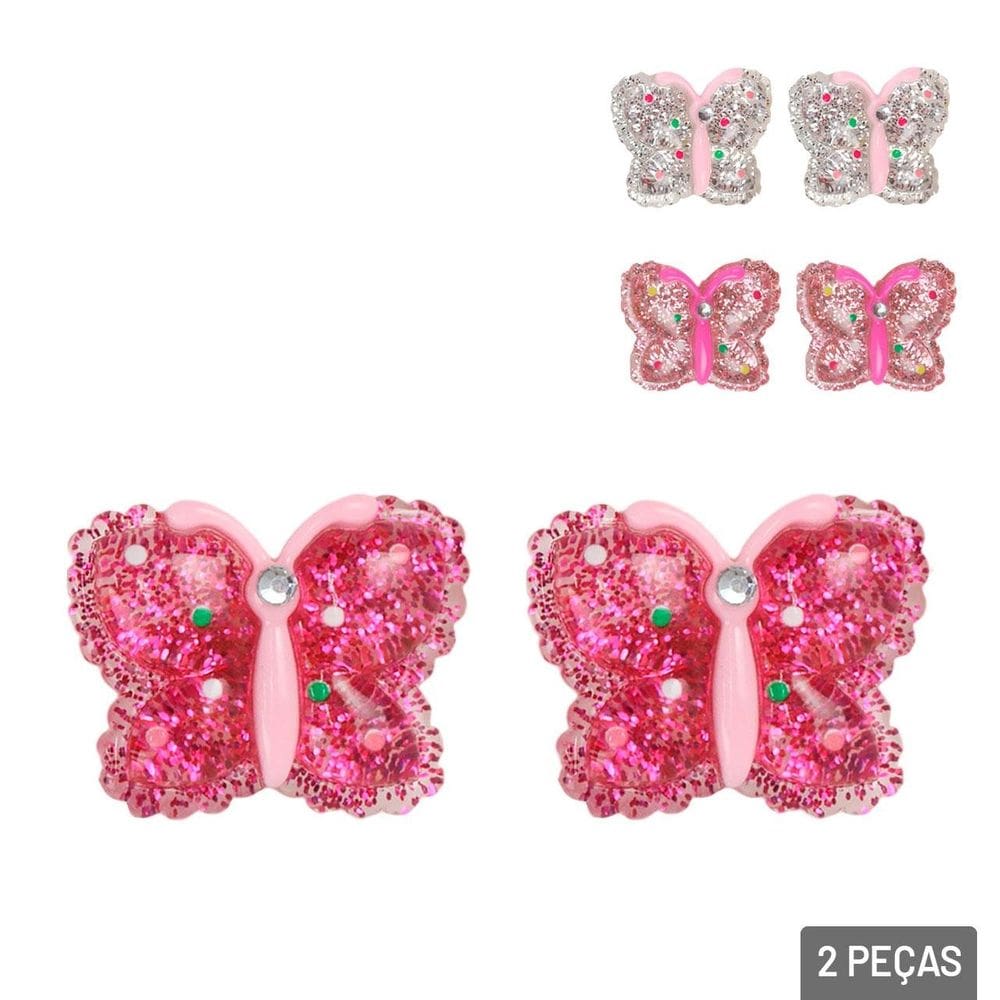 Elástico de Cabelo Plástico 2 Pçs Borboleta Color - Tudo em Caixa