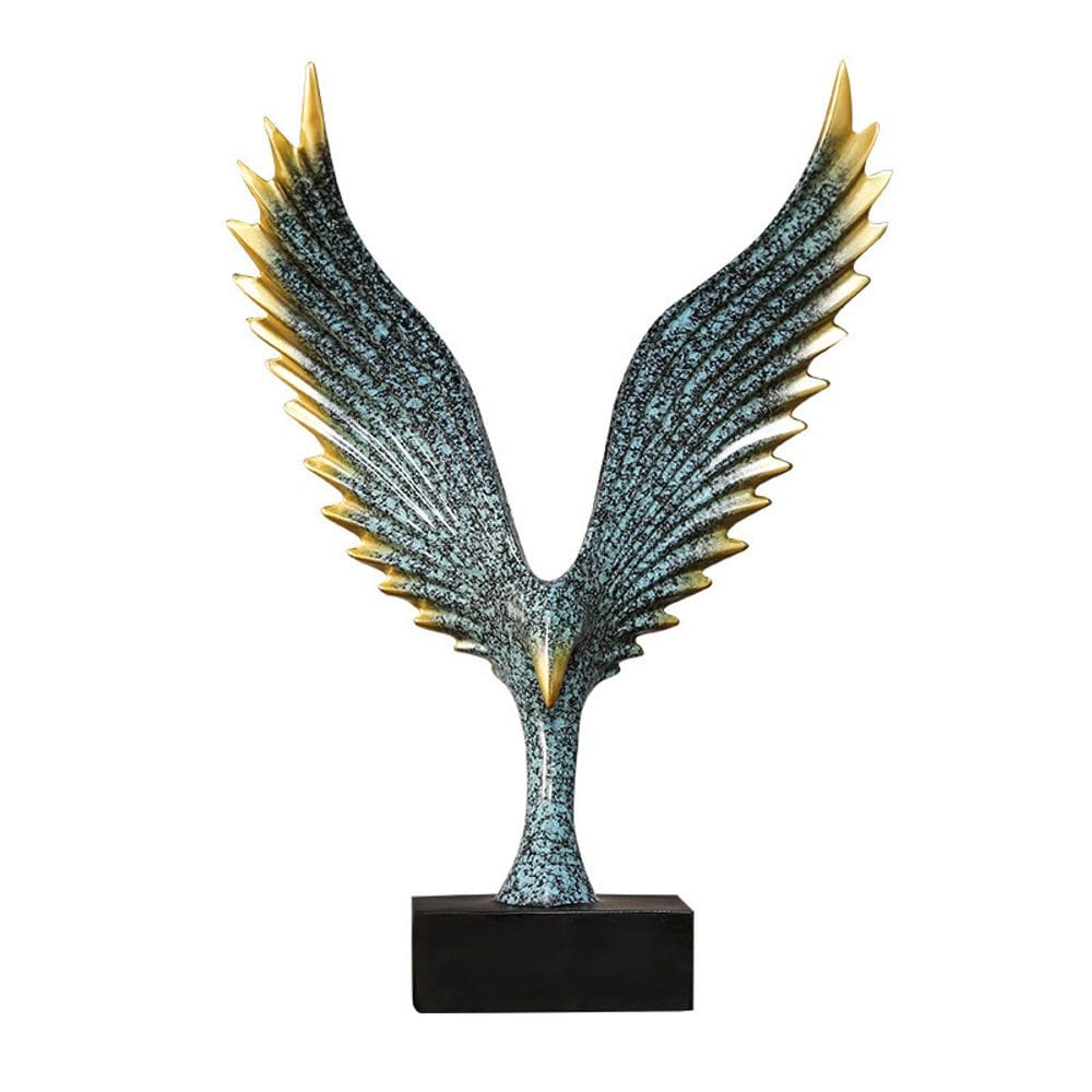 Escultura moderna de asas de anjo em resina inspirada em águia 21x32,5 cm