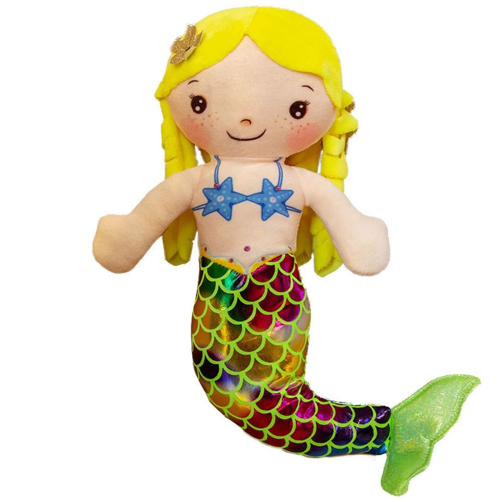 Boneca de brinquedo de pelúcia Mermaid 35 cm, desenho de pelúcia macia para meninas