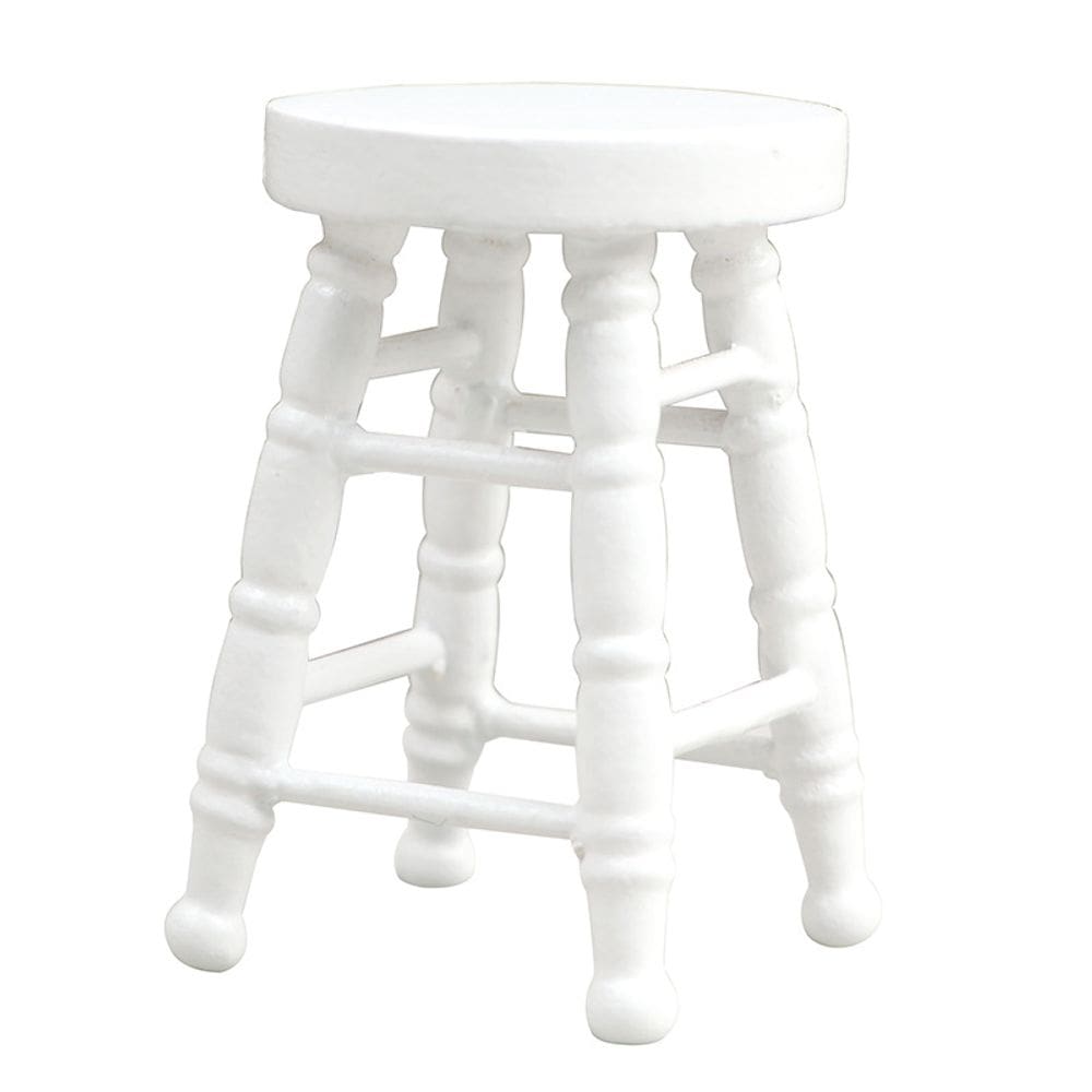 Mobiliário de casa de bonecas em miniatura, banco de bar redondo de madeira, escala 1:12