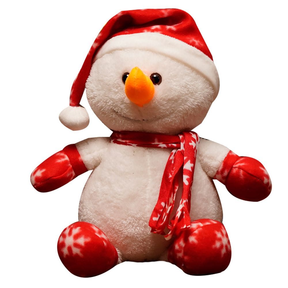 Boneco de neve de Natal de desenho animado de boneca de pelúcia 45 cm com chapéu de Papai Noel