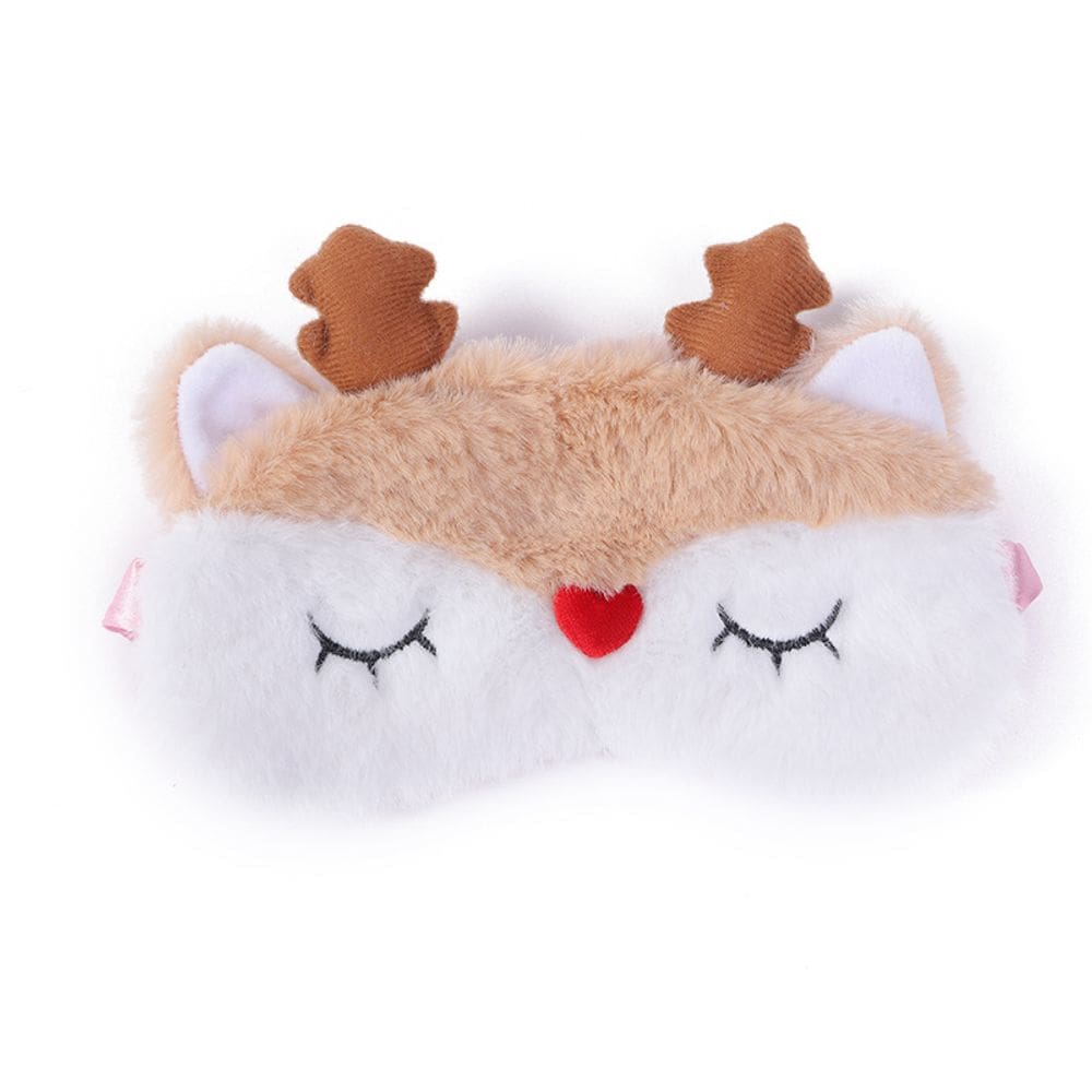 Máscara de dormir: animal de pelúcia de desenho animado de rena para crianças e adultos