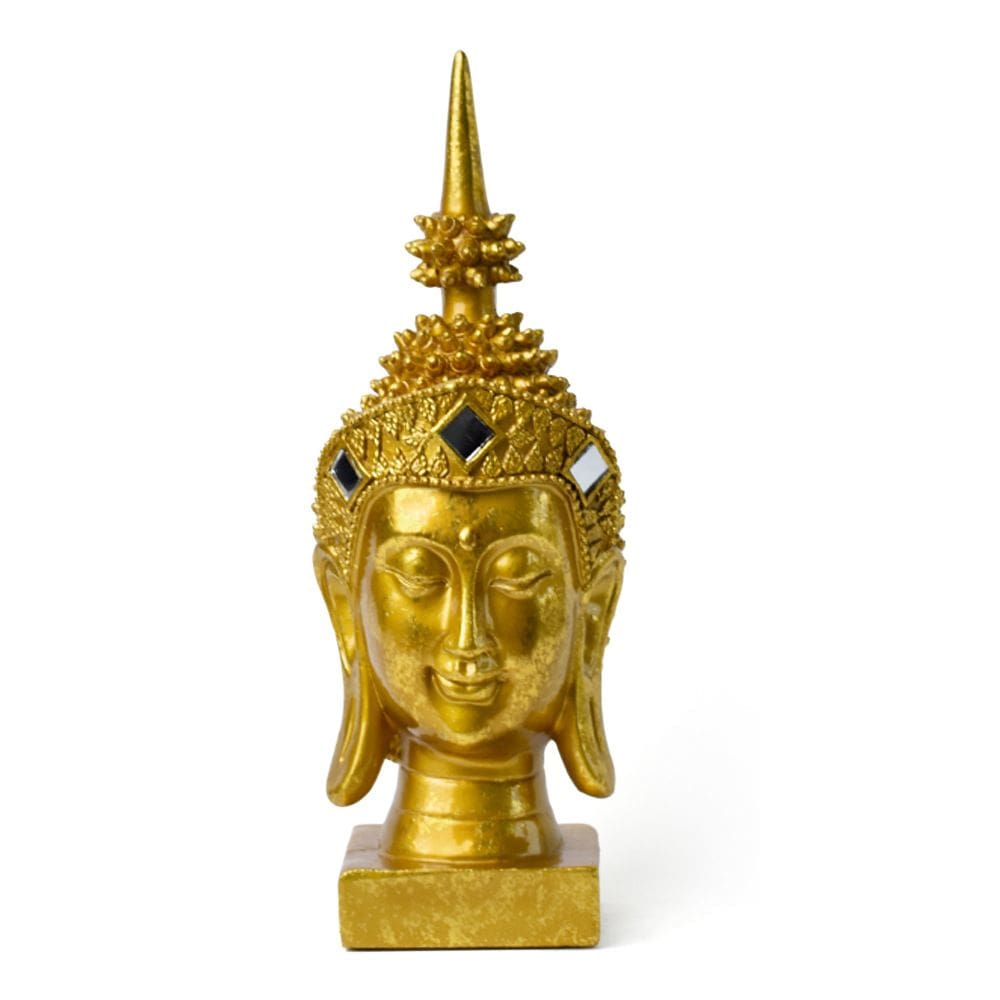 Estátua de escultura em resina de cabeça de Buda do sudeste asiático 16cm