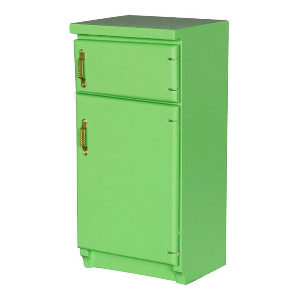 Refrigerador Dollhouse em miniatura em escala 1:12 de madeira verde