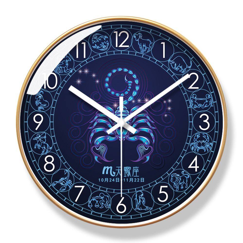 Relógio de parede Scorpio Zodiac Design 30 cm silencioso sem tique-taque