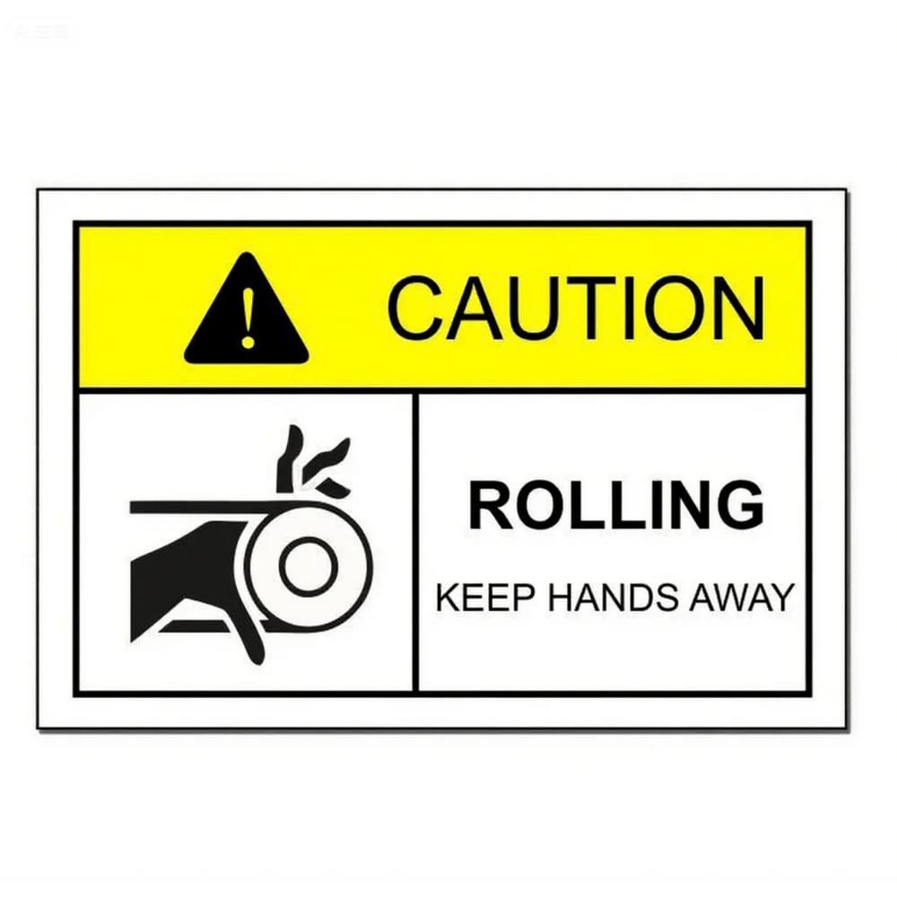 Sinal de aviso de perigo de peças rolantes, PVC autoadesivo, 15x10cm