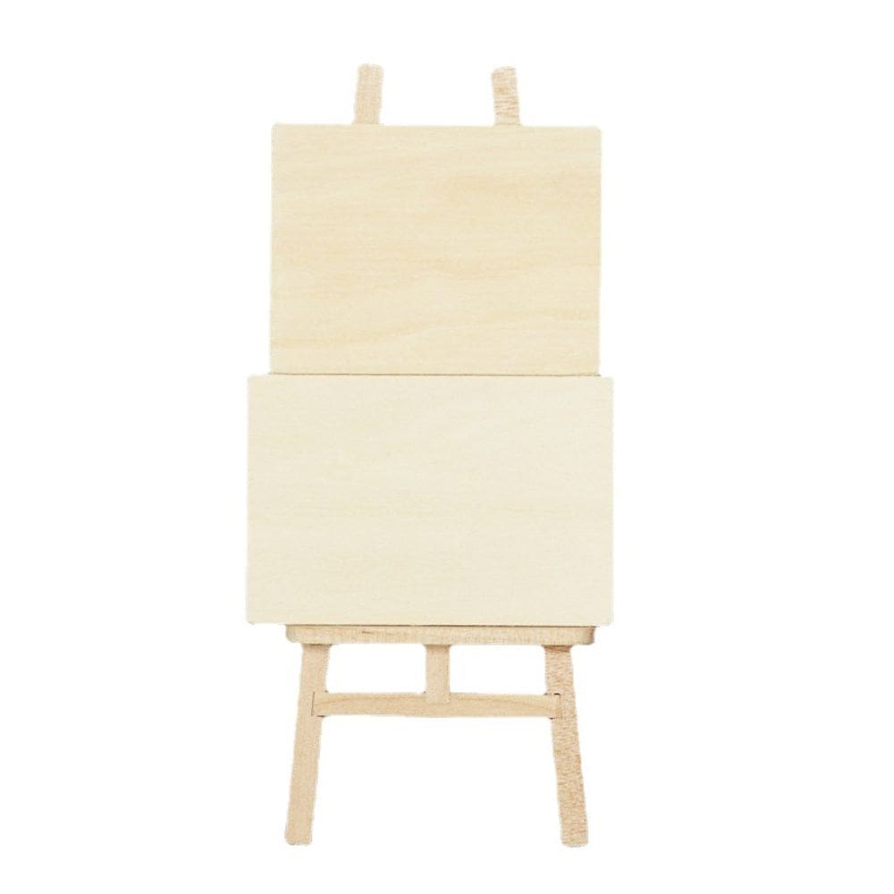 Móveis de casa de bonecas em miniatura, cavalete de madeira com 2 pranchetas