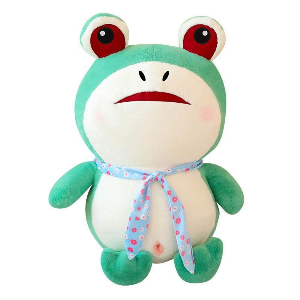Boneca de brinquedo de pelúcia Funny Meme Frog com olhos grandes e lenço azul de 50 cm