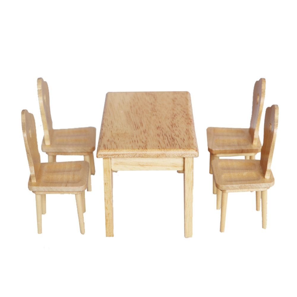 Conjunto de móveis Dollhouse para refeições em madeira em miniatura em escala 1/12