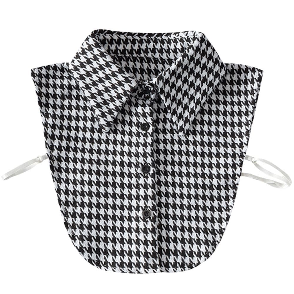 Coleira falsa, coleiras removíveis, estampa Houndstooth em preto e branco