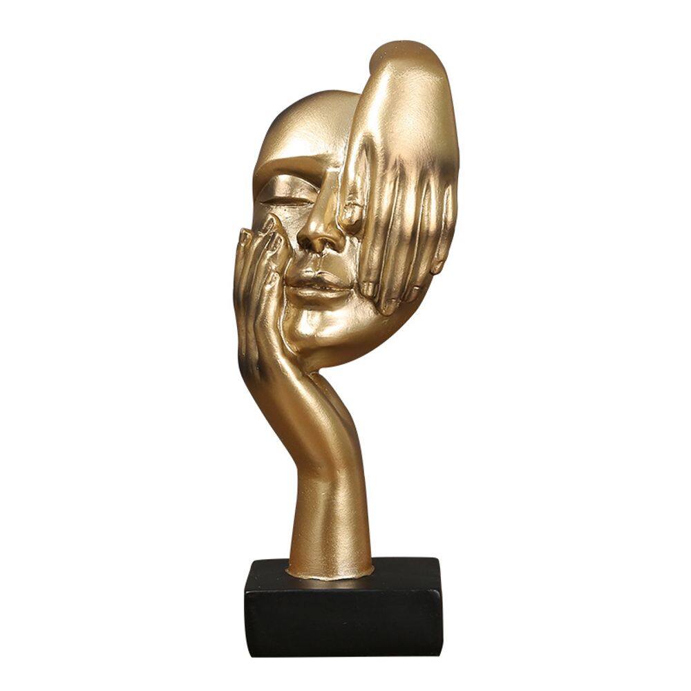 Estátua de escultura, rosto abstrato, resina de expressão silenciosa