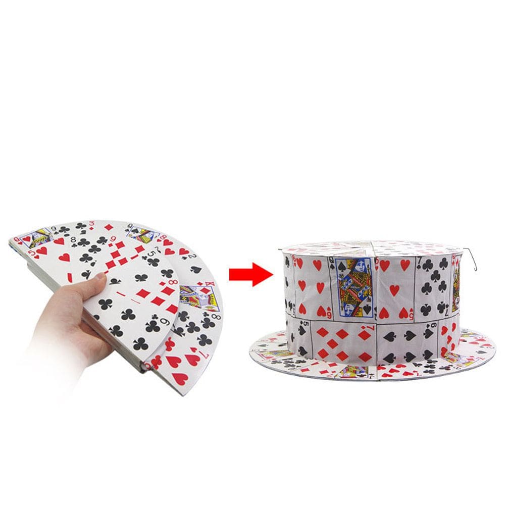 Chapéu dobrável mágico com cartas de baralho - truque de estilo gancho
