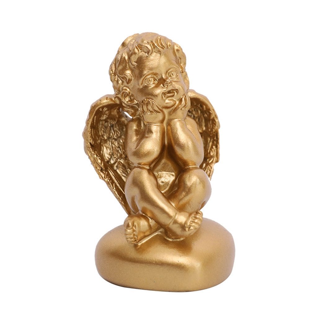 Figura de escultura em estilo nórdico, resina de anjo dourado, 5x8cm