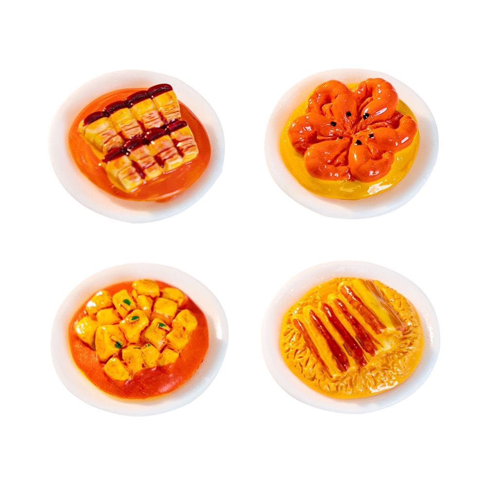 Conjunto magnético de geladeira em miniatura de resina de cozinha de Sichuan, 4 unidades