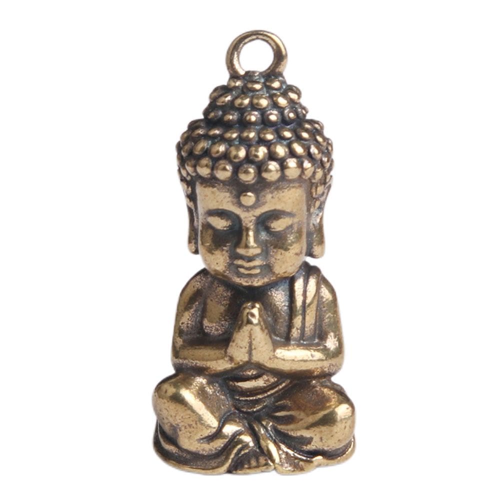 Pingente de chaveiro em latão antigo Shakyamuni Buddha 14,5 mm