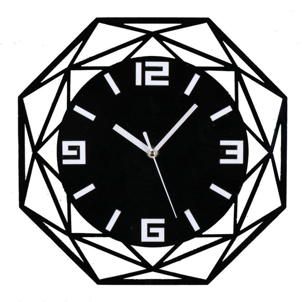 Relógio de parede geométrico moderno, acrílico silencioso de 12 polegadas