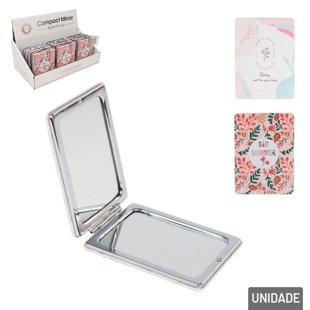 Espelho de Bolsa 8cm Duplo Flores - Tudo em Caixa