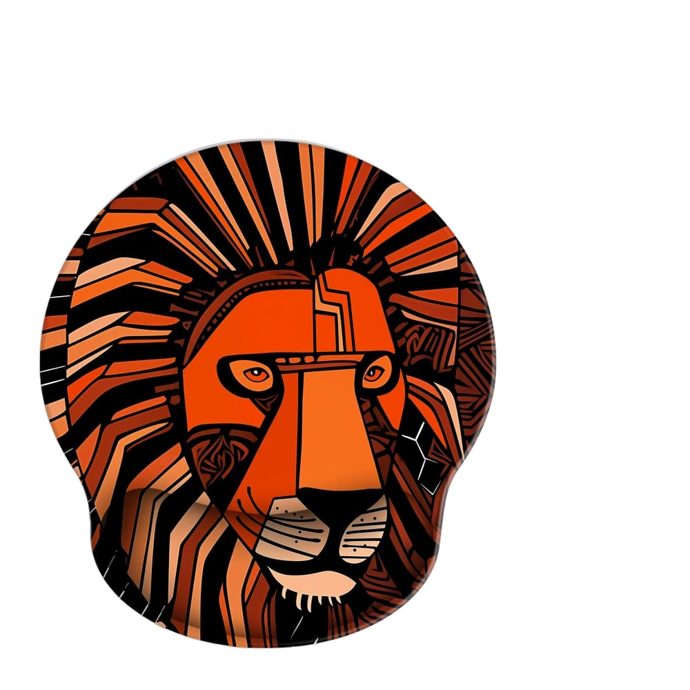 Mouse pad de silicone Lion de inspiração africana com suporte de pulso